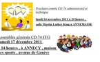 Assemblée Générale CD 74 FFGym le 17 décembre 2011 à 14 heures ANNECY