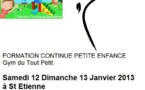 FORMATION CONTINUE PETITE ENFANCE LES 12 et 13 Janvier 2013 à St Etienne